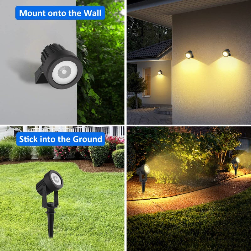 T-SUNUS Solar Christmas Spotlight Outdoor Warm White 3000K, 4-in-1 Spot Lights IP65 Waterproof 9.8ft Cable 5W Separated Panel, Auto On/Off for Garden Flag Tree Patio Yard Driveway Pathway Halloween - Image 4